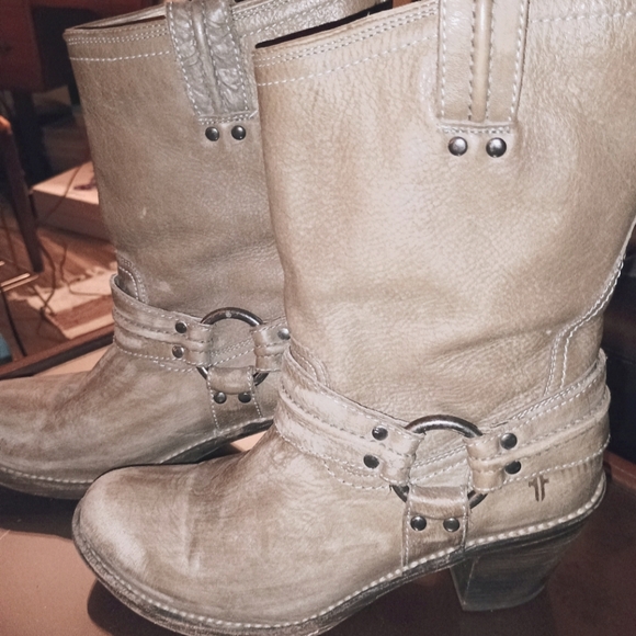 Frye Shoes - Frye Brand Boots , Leather, "Carmen" Grayish , Tan, Boots!